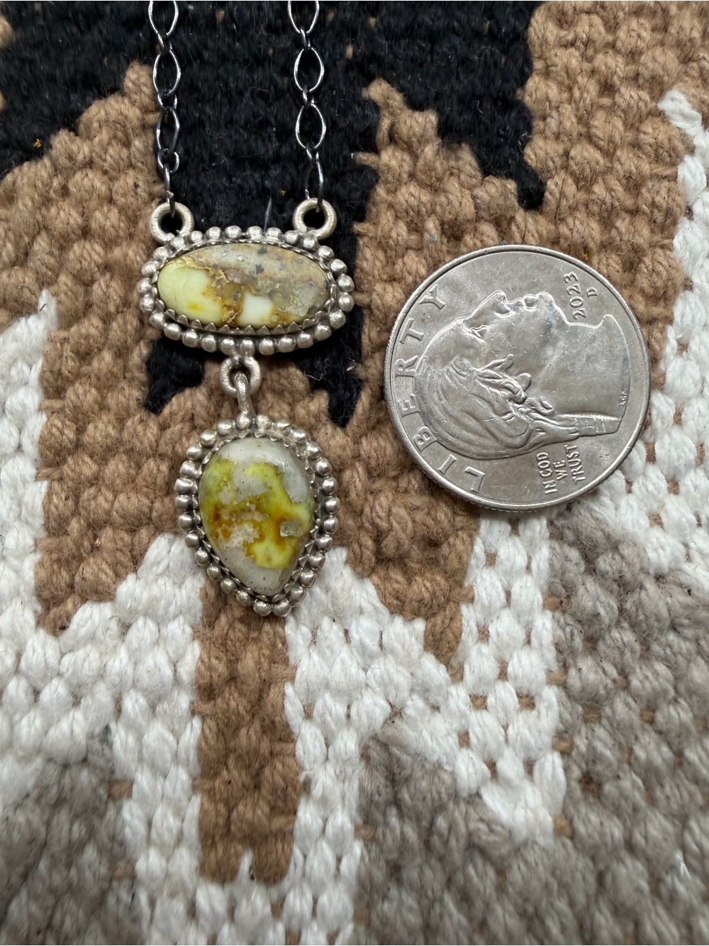 Palomino tear drop lariat sterling silver